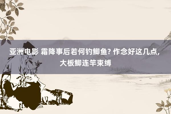 亚洲电影 霜降事后若何钓鲫鱼? 作念好这几点, 大板鲫连竿束缚