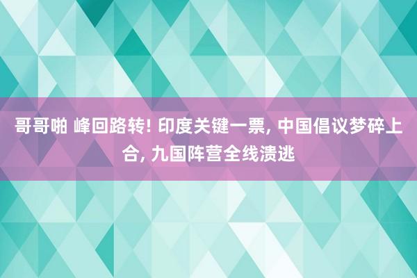 哥哥啪 峰回路转! 印度关键一票, 中国倡议梦碎上合, 九国阵营全线溃逃