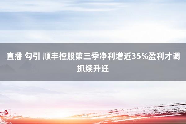 直播 勾引 顺丰控股第三季净利增近35%盈利才调抓续升迁