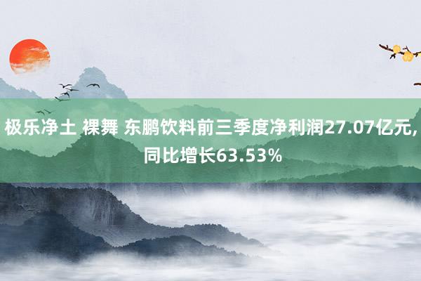 极乐净土 裸舞 东鹏饮料前三季度净利润27.07亿元, 同比增长63.53%