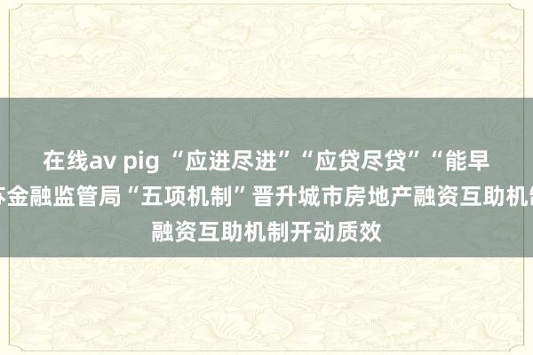 在线av pig “应进尽进”“应贷尽贷”“能早尽早” 江苏金融监管局“五项机制”晋升城市房地产融资互助机制开动质效