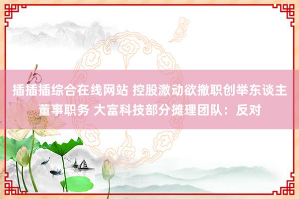 插插插综合在线网站 控股激动欲撤职创举东谈主董事职务 大富科技部分摊理团队：反对