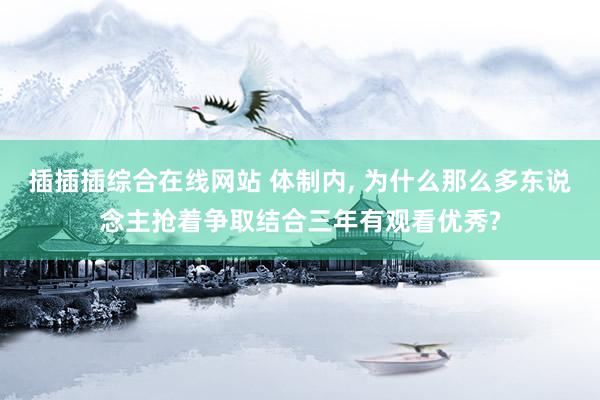 插插插综合在线网站 体制内, 为什么那么多东说念主抢着争取结合三年有观看优秀?