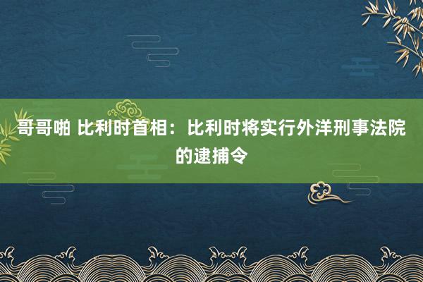 哥哥啪 比利时首相：比利时将实行外洋刑事法院的逮捕令
