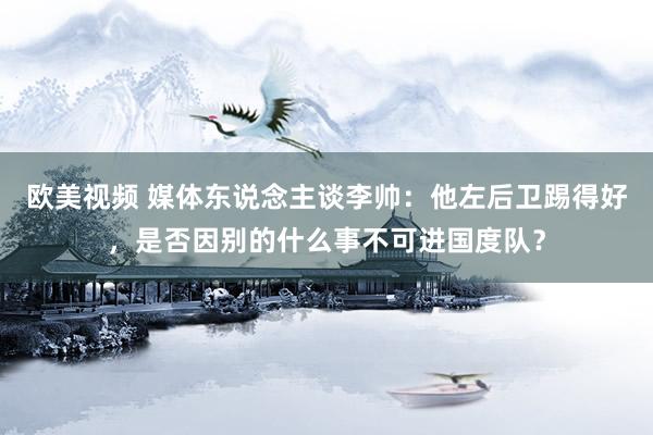 欧美视频 媒体东说念主谈李帅：他左后卫踢得好，是否因别的什么事不可进国度队？