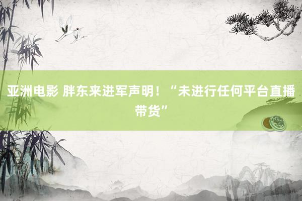 亚洲电影 胖东来进军声明！“未进行任何平台直播带货”