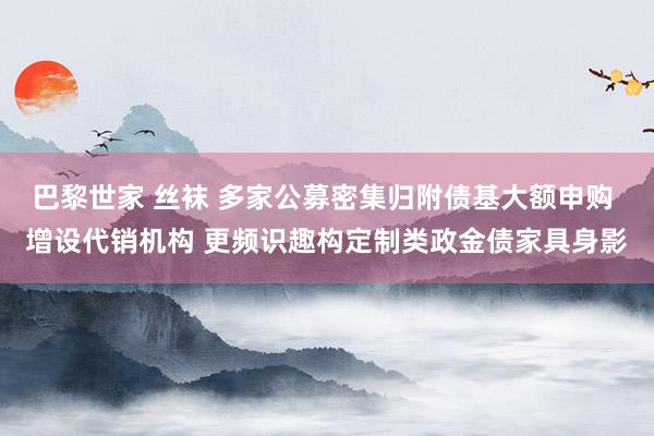 巴黎世家 丝袜 多家公募密集归附债基大额申购 增设代销机构 更频识趣构定制类政金债家具身影