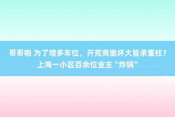哥哥啪 为了增多车位，开荒商凿坏大皆承重柱？上海一小区百余位业主“炸锅”
