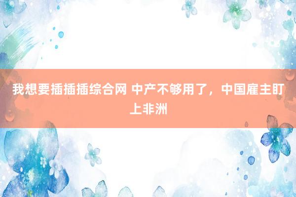 我想要插插插综合网 中产不够用了，中国雇主盯上非洲