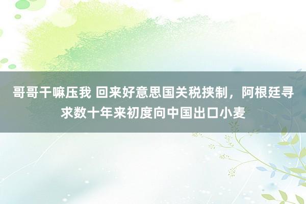 哥哥干嘛压我 回来好意思国关税挟制，阿根廷寻求数十年来初度向中国出口小麦