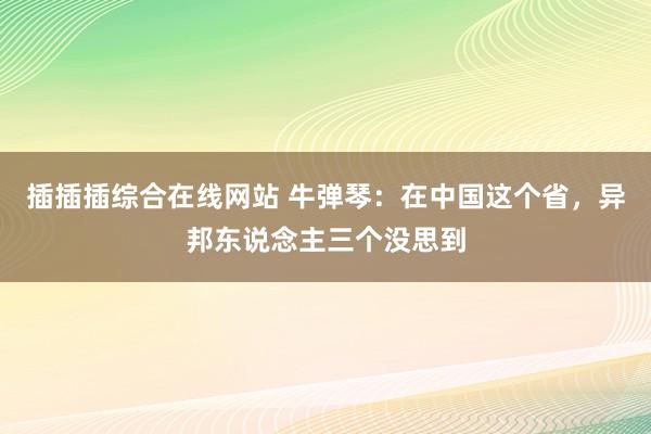 插插插综合在线网站 牛弹琴：在中国这个省，异邦东说念主三个没思到