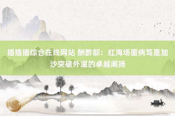 插插插综合在线网站 酬酢部：红海场面病笃是加沙突破外溢的卓越阐扬