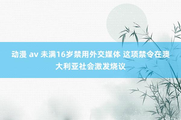 动漫 av 未满16岁禁用外交媒体 这项禁令在澳大利亚社会激发烧议