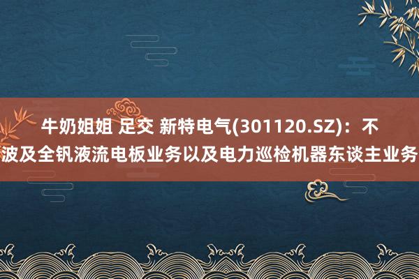 牛奶姐姐 足交 新特电气(301120.SZ)：不波及全钒液流电板业务以及电力巡检机器东谈主业务