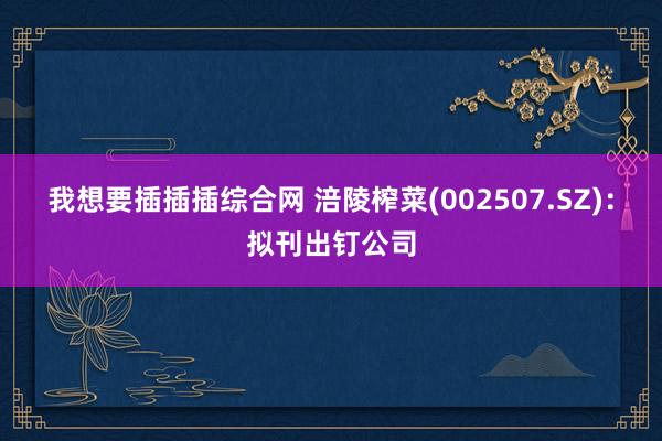我想要插插插综合网 涪陵榨菜(002507.SZ)：拟刊出钉公司