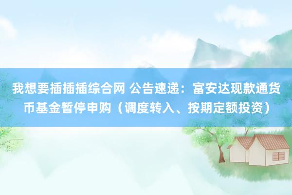 我想要插插插综合网 公告速递：富安达现款通货币基金暂停申购（调度转入、按期定额投资）