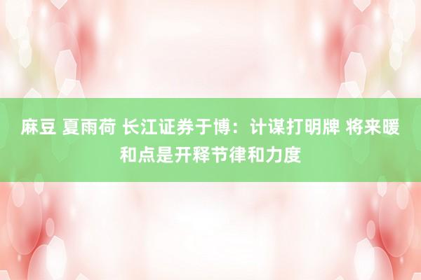 麻豆 夏雨荷 长江证券于博：计谋打明牌 将来暖和点是开释节律和力度