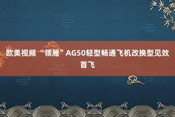 欧美视频 “领雁”AG50轻型畅通飞机改换型见效首飞