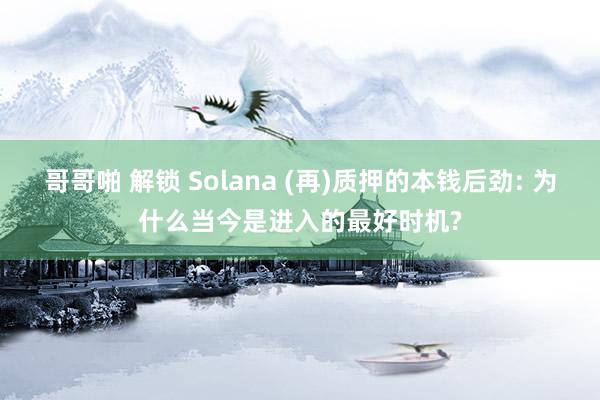哥哥啪 解锁 Solana (再)质押的本钱后劲: 为什么当今是进入的最好时机?