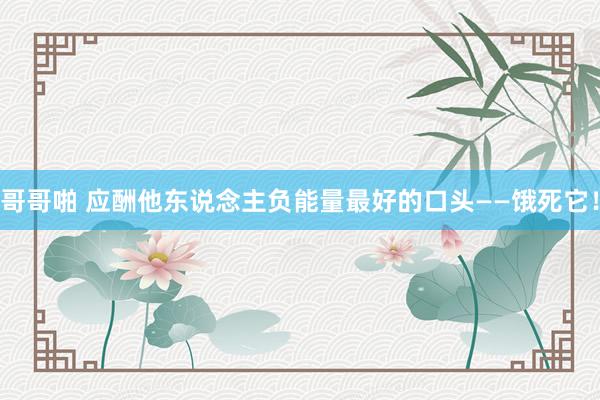哥哥啪 应酬他东说念主负能量最好的口头——饿死它！