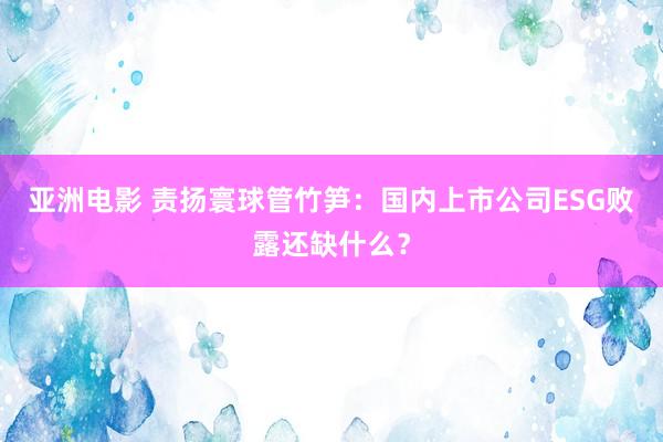 亚洲电影 责扬寰球管竹笋：国内上市公司ESG败露还缺什么？