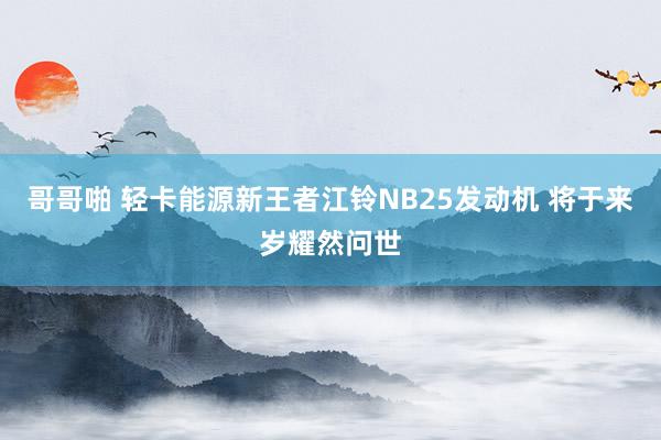 哥哥啪 轻卡能源新王者江铃NB25发动机 将于来岁耀然问世