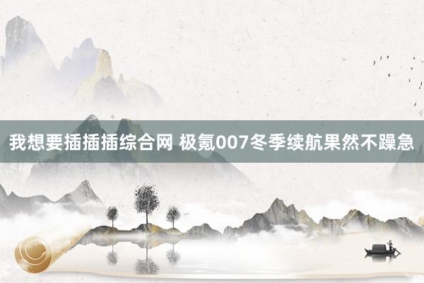 我想要插插插综合网 极氪007冬季续航果然不躁急