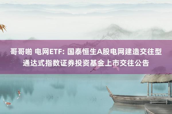 哥哥啪 电网ETF: 国泰恒生A股电网建造交往型通达式指数证券投资基金上市交往公告