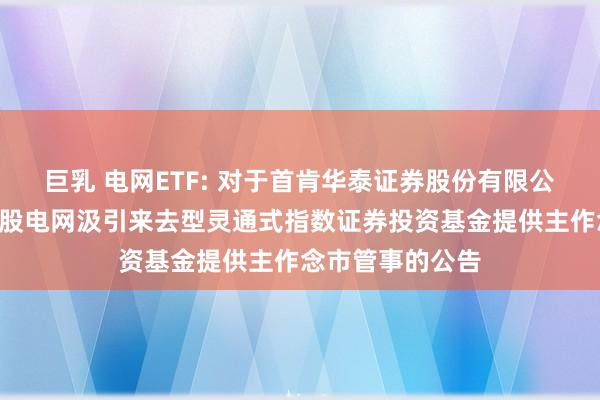 巨乳 电网ETF: 对于首肯华泰证券股份有限公司为国泰恒生A股电网汲引来去型灵通式指数证券投资基金提供主作念市管事的公告