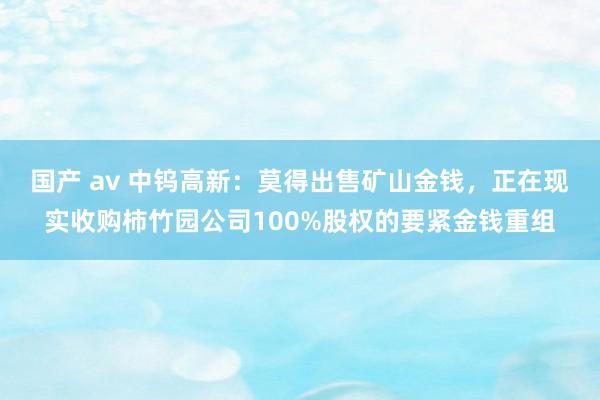 国产 av 中钨高新：莫得出售矿山金钱，正在现实收购柿竹园公司100%股权的要紧金钱重组