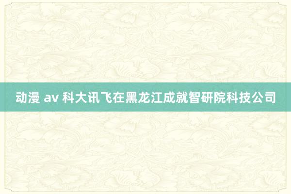 动漫 av 科大讯飞在黑龙江成就智研院科技公司