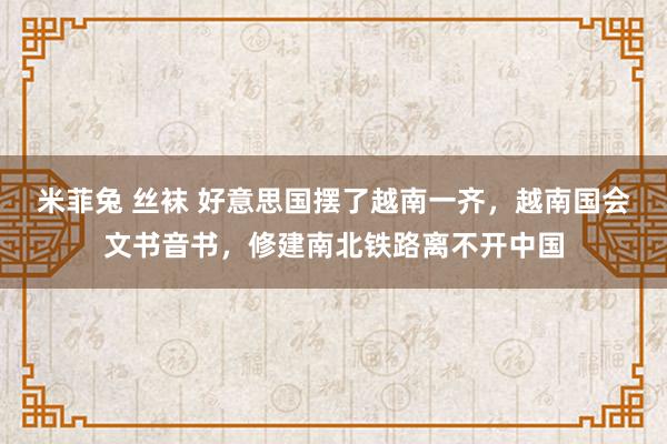 米菲兔 丝袜 好意思国摆了越南一齐，越南国会文书音书，修建南北铁路离不开中国