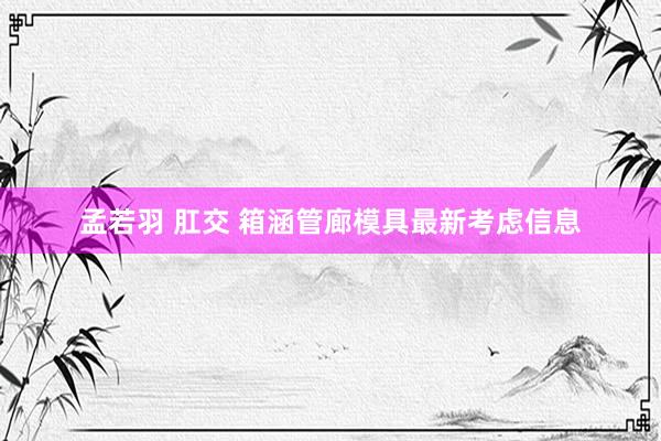 孟若羽 肛交 箱涵管廊模具最新考虑信息