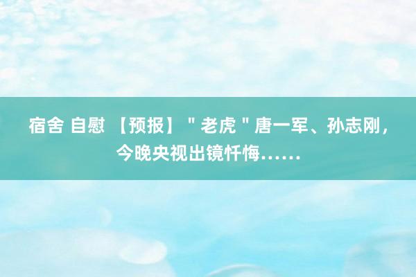 宿舍 自慰 【预报】＂老虎＂唐一军、孙志刚，今晚央视出镜忏悔……