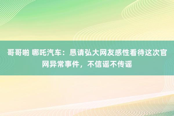 哥哥啪 哪吒汽车：恳请弘大网友感性看待这次官网异常事件，不信谣不传谣