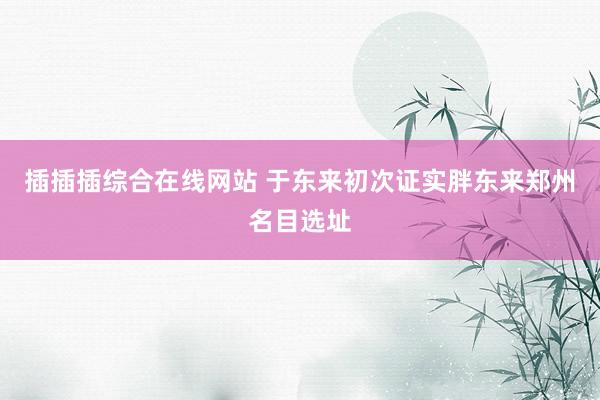 插插插综合在线网站 于东来初次证实胖东来郑州名目选址