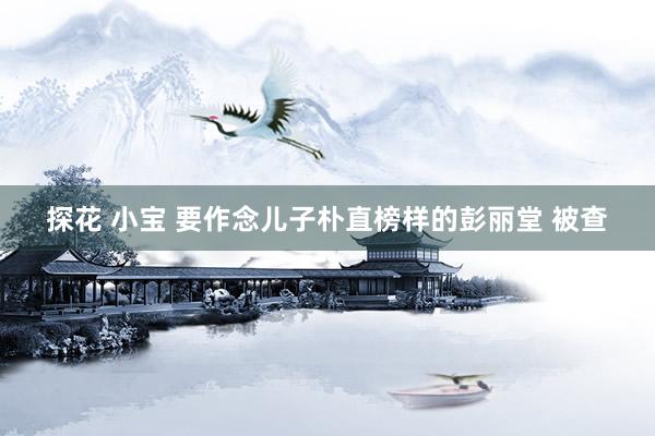探花 小宝 要作念儿子朴直榜样的彭丽堂 被查