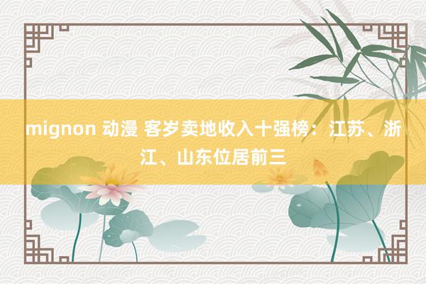 mignon 动漫 客岁卖地收入十强榜：江苏、浙江、山东位居前三