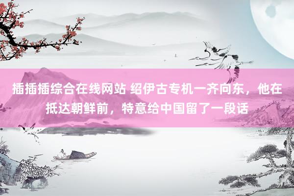 插插插综合在线网站 绍伊古专机一齐向东，他在抵达朝鲜前，特意给中国留了一段话