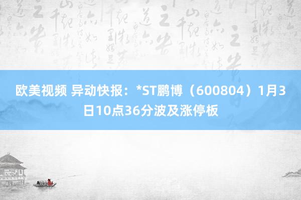 欧美视频 异动快报：*ST鹏博（600804）1月3日10点36分波及涨停板