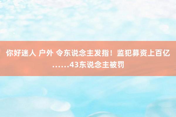你好迷人 户外 令东说念主发指！监犯募资上百亿……43东说念主被罚
