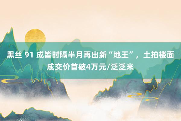 黑丝 91 成皆时隔半月再出新“地王”，土拍楼面成交价首破4万元/泛泛米