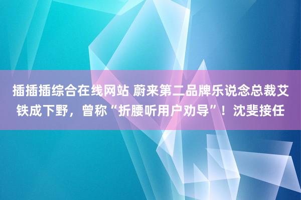 插插插综合在线网站 蔚来第二品牌乐说念总裁艾铁成下野，曾称“折腰听用户劝导”！沈斐接任