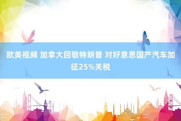 欧美视频 加拿大回敬特朗普 对好意思国产汽车加征25%关税