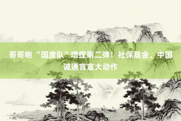 哥哥啪 “国度队”增捏第二弹！社保基金、中国诚通官宣大动作
