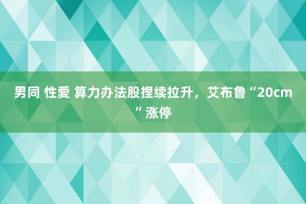 男同 性愛 算力办法股捏续拉升，艾布鲁“20cm”涨停