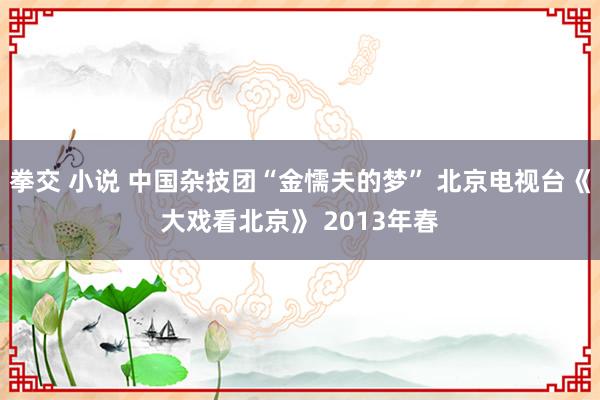 拳交 小说 中国杂技团“金懦夫的梦” 北京电视台《大戏看北京》 2013年春
